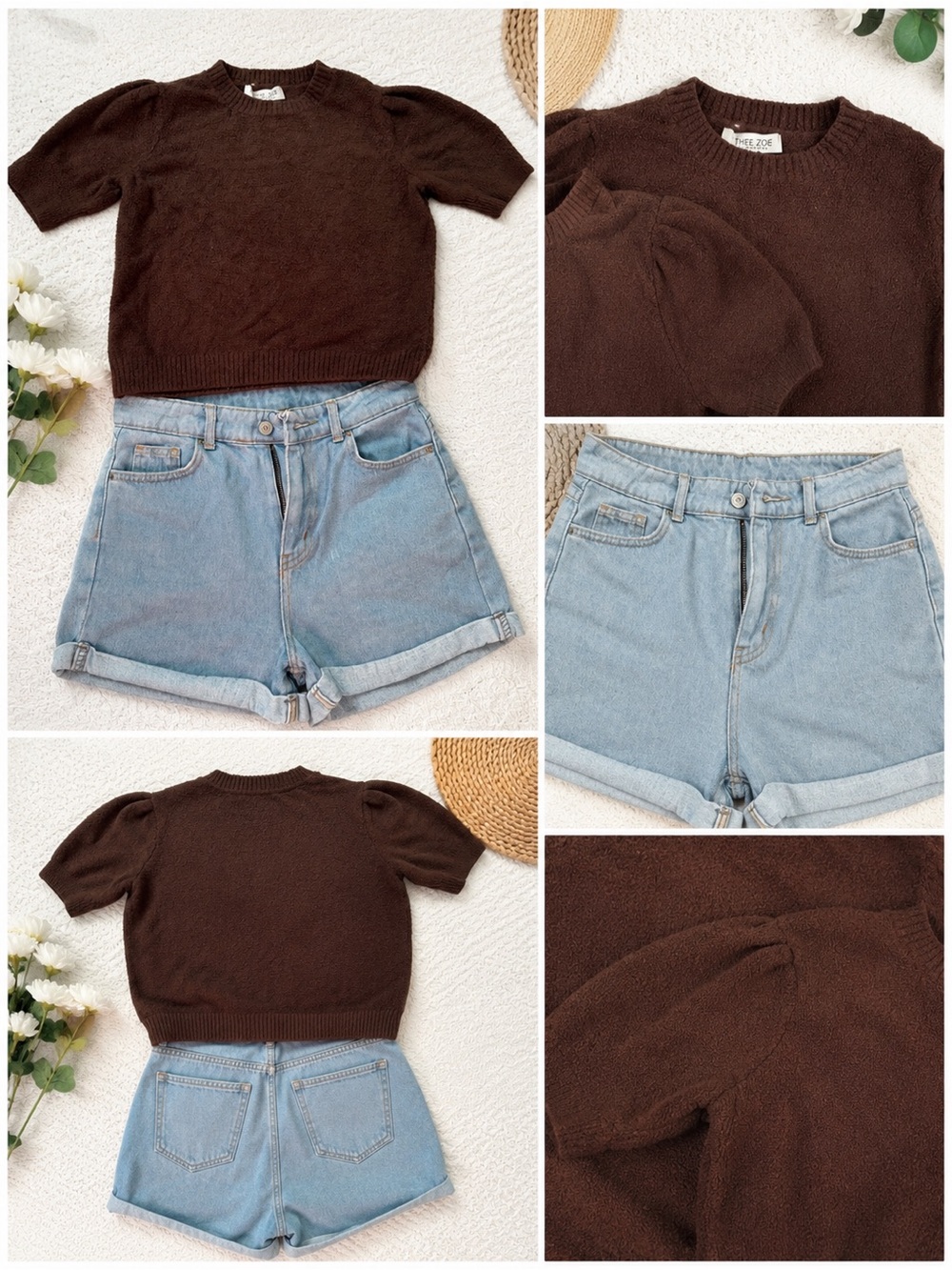 Rachel Zoe Brown Short Sleeve Knit Top
